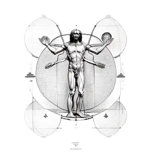 History of humanity, vitruvian man, rome tattoo design idea