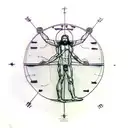 History of humanity, vitruvian man, rome tattoo design idea