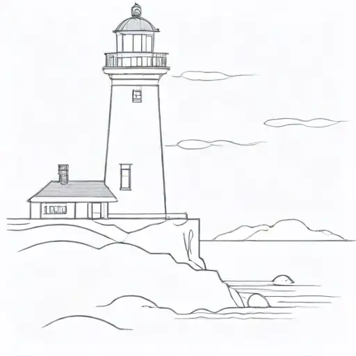 rocky shore light house   tattoo design idea