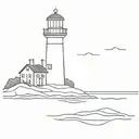 rocky shore light house   tattoo design idea