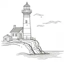 rocky shore light house   tattoo design idea