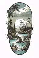 beach landscape tattoo design idea