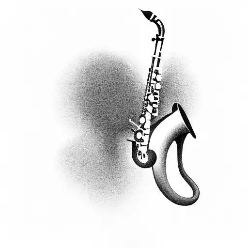 A silhouette of a saxophone player against the Ventura California sunset tattoo design idea