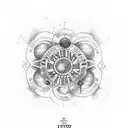 A sketch style tattoo with the phrase "Levo o chão de onde eu vim"" with characteristics of the universe tattoo design idea