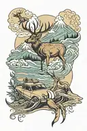  bible, guns, nissan, deer, mountains, fishing, waves, sand,  tattoo design idea