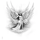 kneeling angel with thunder tattoo design idea