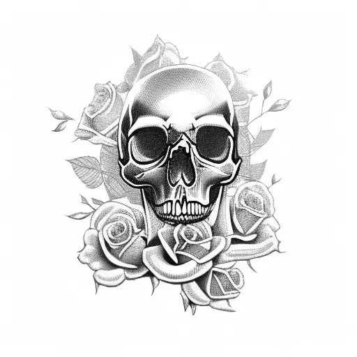 skull with Roses tattoo design idea