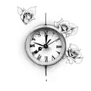 Clock and roses  tattoo design idea