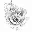Clock and roses  tattoo design idea