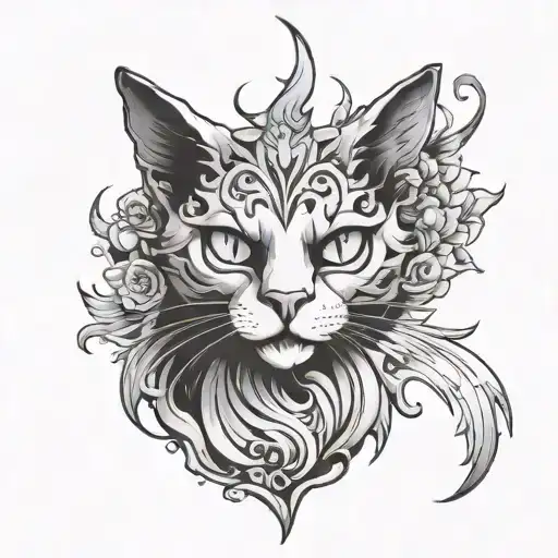 ghost cat tattoo design idea