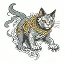 ghost cat tattoo design idea