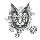 ghost cat tattoo design idea