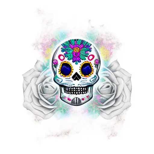 raggedy andy sugar skull tattoo design idea