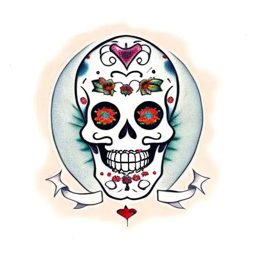 raggedy andy sugar skull tattoo design idea