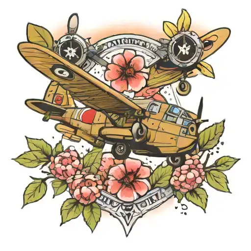rugby pitch lancaster bomber cherry tree growing tattoo design idea