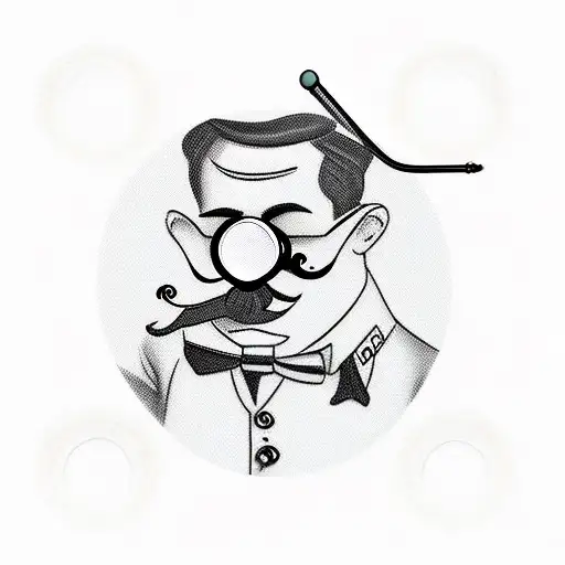 sugar cube dandy wearing a monocle a moustache and a cane tattoo design idea
