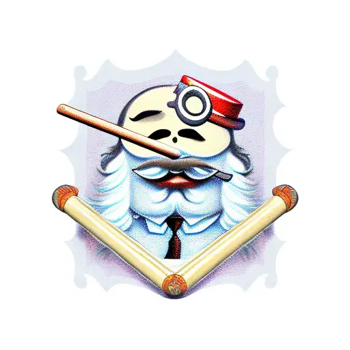 sugar cube with a cane monocle moustache dandy tattoo design idea
