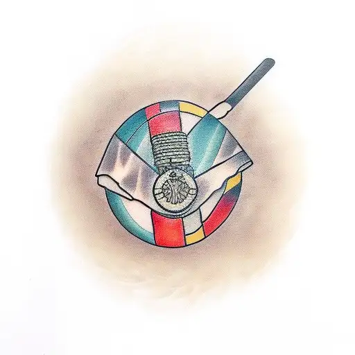 snare with drumsticks tattoo design idea