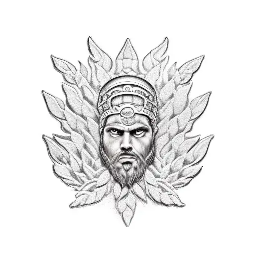 Spartaen with laurel wreath  tattoo design idea