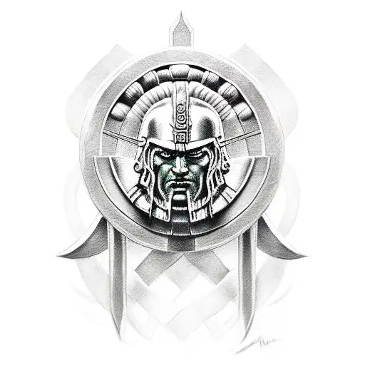 Spartan Warrior with laurel wreath  tattoo design idea