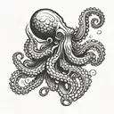 A muscular octopus flexing its tentacles in a bodybuilding pose tattoo design idea