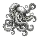 A muscular octopus flexing its tentacles in a bodybuilding pose tattoo design idea