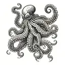 A muscular octopus flexing its tentacles in a bodybuilding pose tattoo design idea
