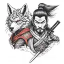 samurai with wolf mask  tattoo design idea