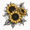 Minimalist black and white design for sunflower and self love tattoo design idea