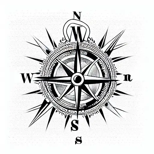 Compass tattoo design idea