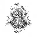 brain riding a vintage bicycle tattoo design idea