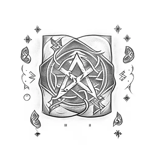 Spellbook with magical runes and symbols tattoo design idea