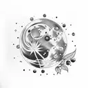 moon with blueberry tattoo design idea