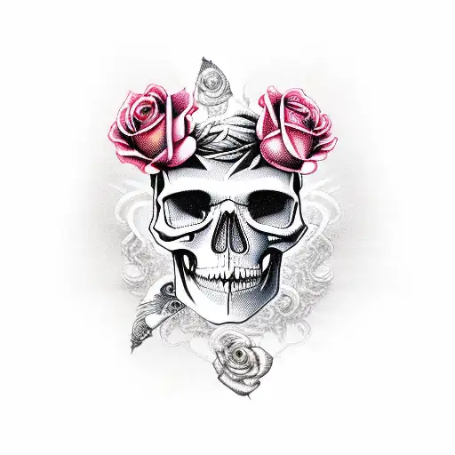 Skull and Roses tattoo design idea