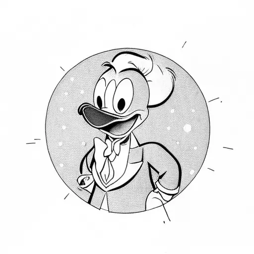 donald duck and mr moneybag with pistols tattoo design idea