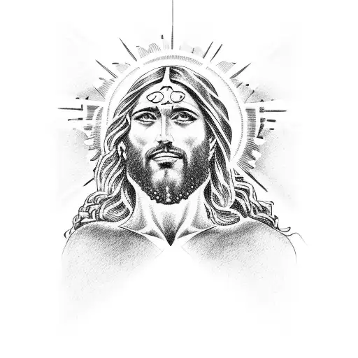 jesus looking over  tattoo design idea