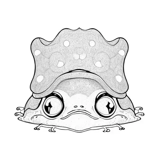 frog with mushroom hat tattoo design idea