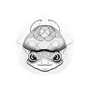 frog with mushroom hat tattoo design idea
