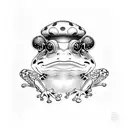frog with mushroom hat tattoo design idea