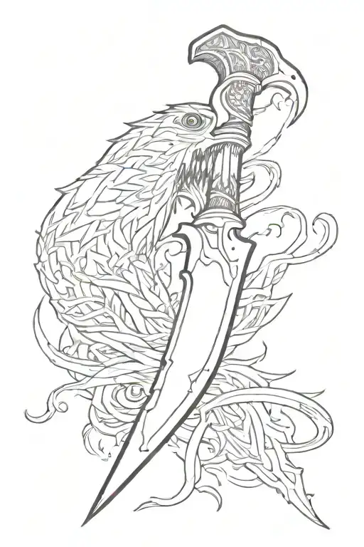 screaming throat knife cutting tattoo design idea