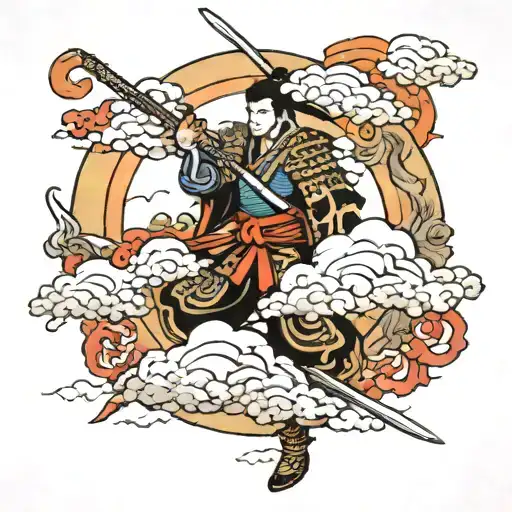 japanese samurai japanese clouds tattoo design idea