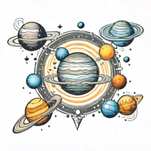solar system planets tattoo design idea