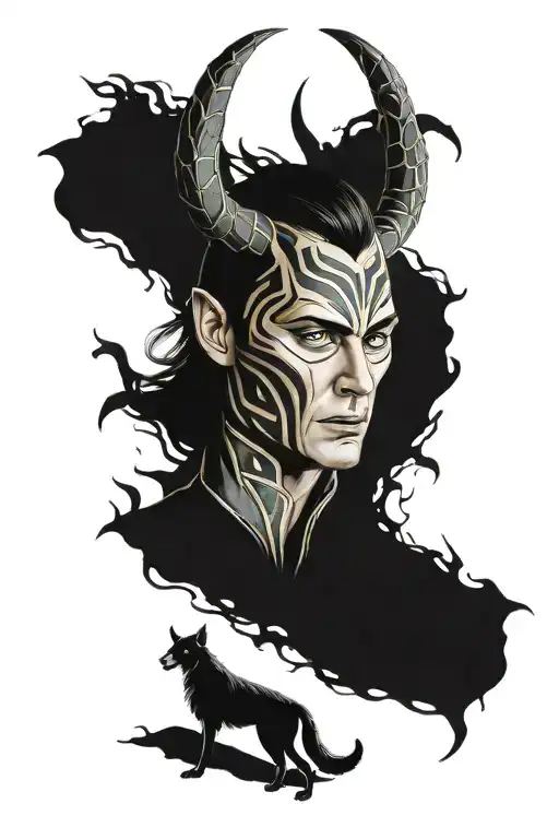 Loki transfroming into skinwalker tattoo design idea