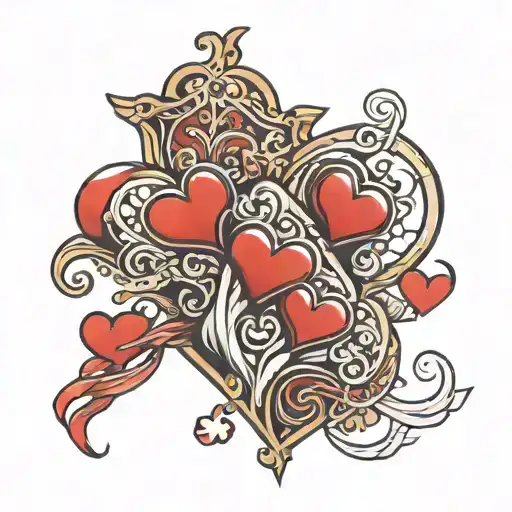 three of hearts tattoo design idea
