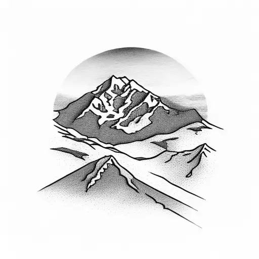 Skis in a cross with Mt feathertop in the background in between the skis tattoo design idea