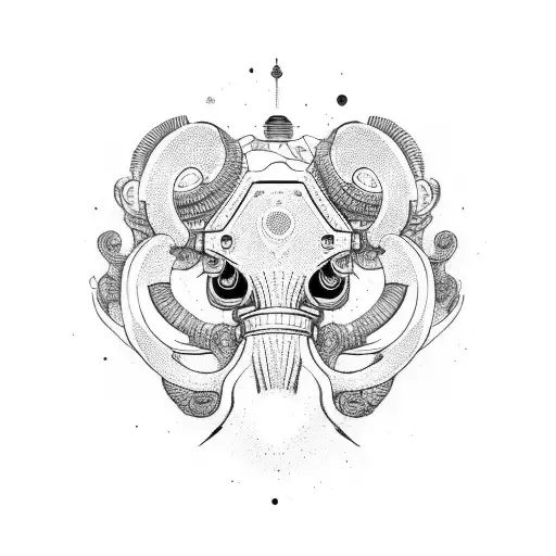 robotic mammoth face  tattoo design idea