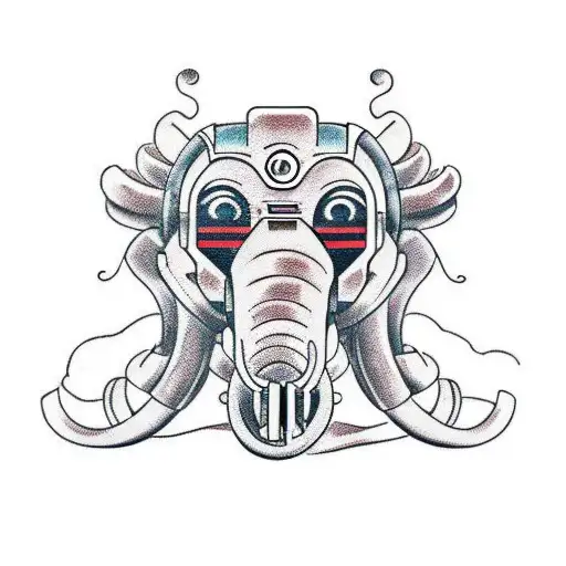 robotic mammoth face  tattoo design idea
