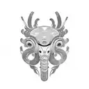 robotic mammoth face  tattoo design idea