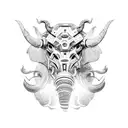 robotic mammoth face  tattoo design idea