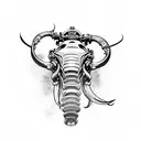 robotic mammoth face  tattoo design idea